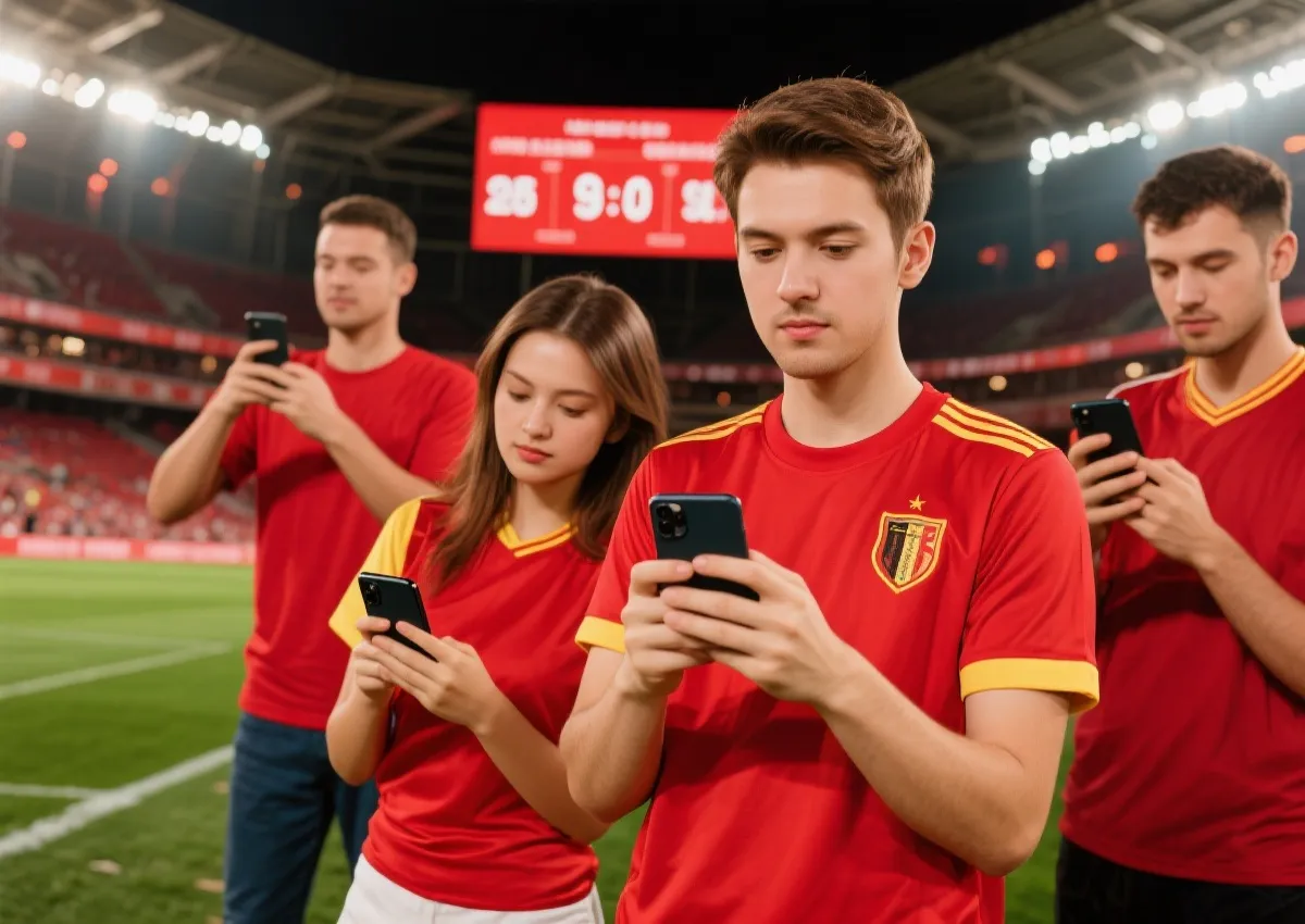 球迷查看世界杯实时比分